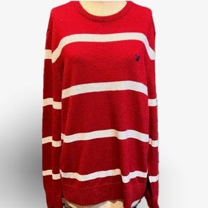 American Eagle‎ crewneck knit sweater athletic fit washable wool blend striped